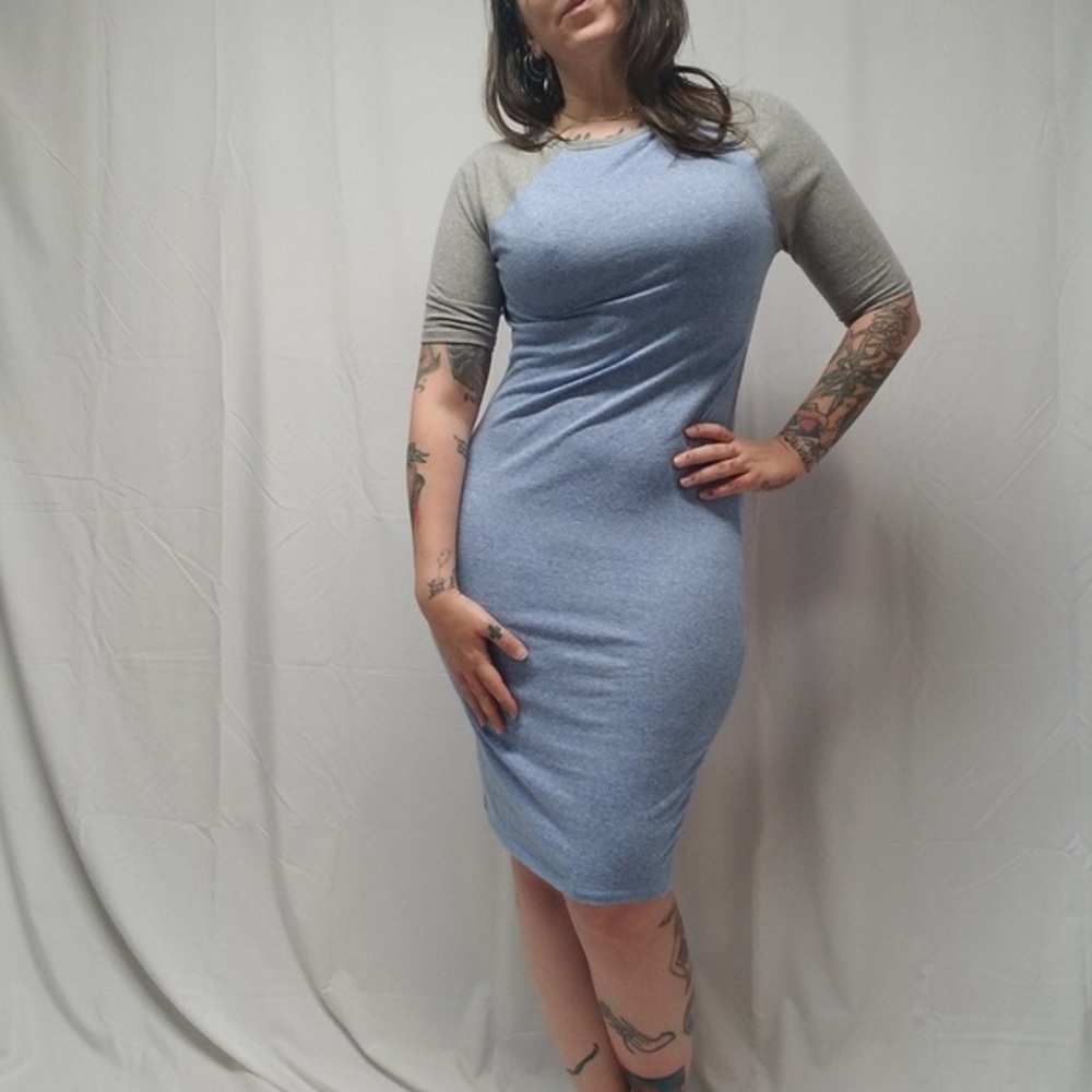 Xxs Lularoe Julia heather grey blue raglan sleeves